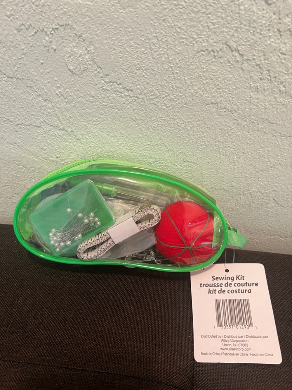 #1696: Mini Sewing Kit - Neon Green Portable Case